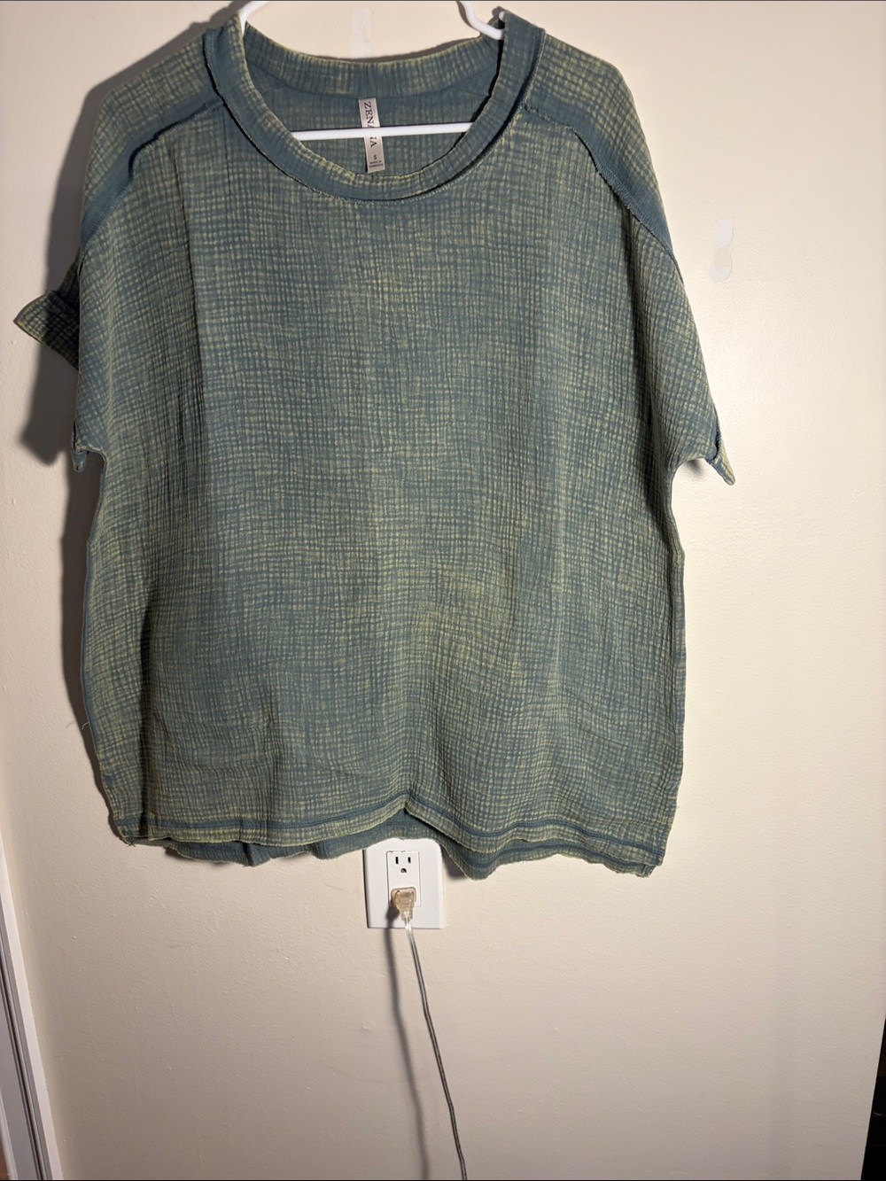 Zenana Outfitters Sage Textured Short Sleeve Tee